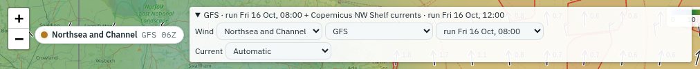 The left of the title bar: the area button and the wind and current drop-downs