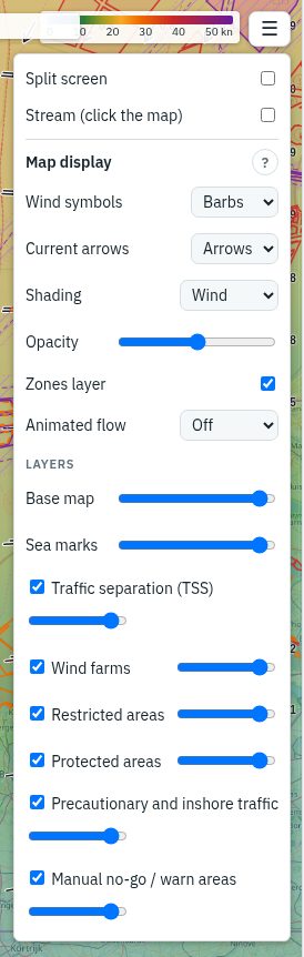 The ☰ map menu, open
